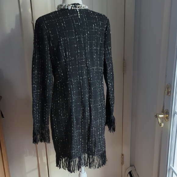 SHEIN Elegant Black and White Tweed Midi Dress - Picture 4 of 12